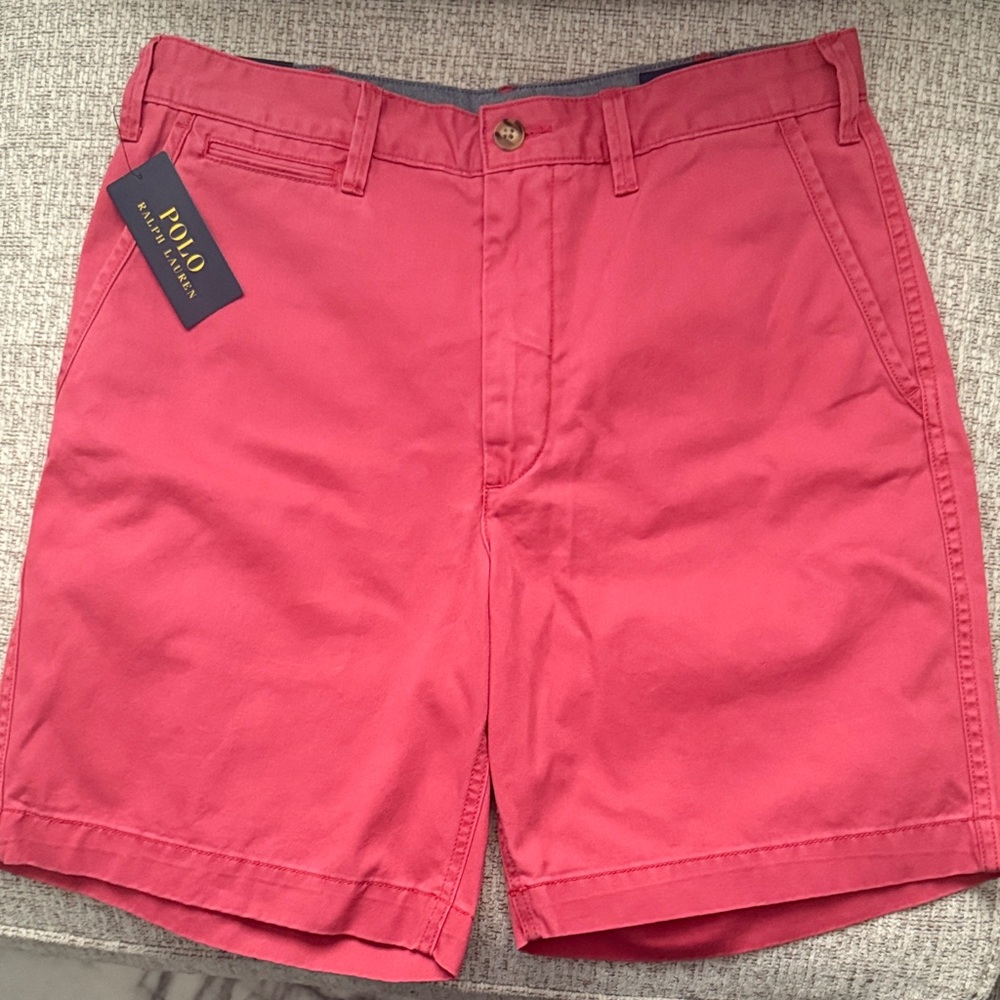 Polo by Ralph Lauren Men's Vibrant Red Flat Front Shorts